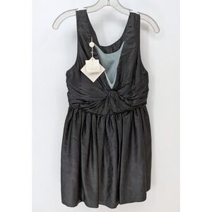 NWT Lorick New York $210 Sz 10 Black 100% Silk Bowlin Ruched Knot Flounce Skirt